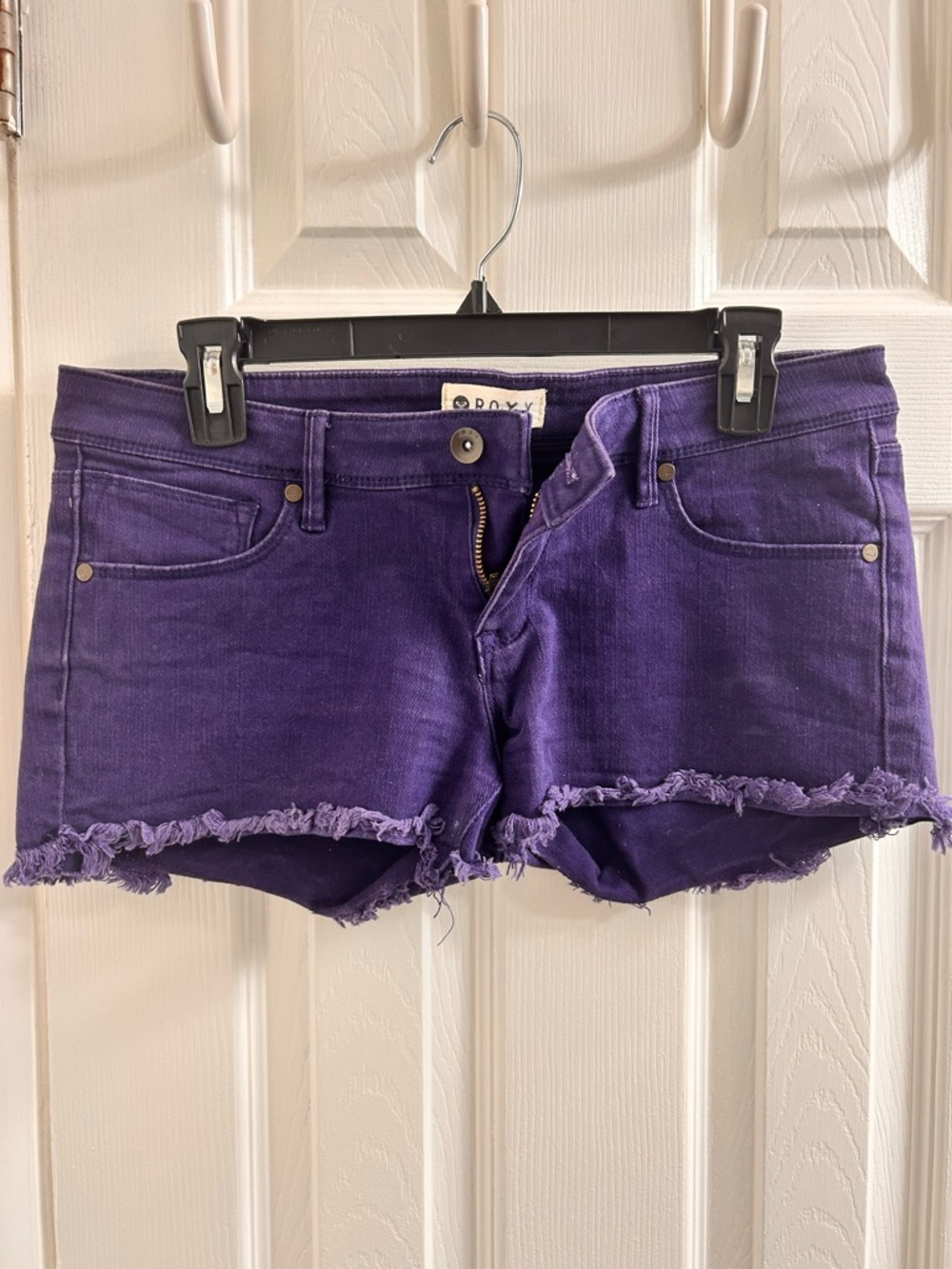 Roxy Purple Frayed Hem Denim Cutoff Shorts